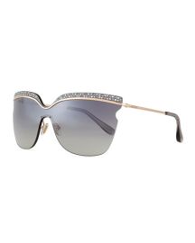 Jimmy Choo Jezebel Exaggerated-Brow Sunglasses RoseGray at Neiman Marcus